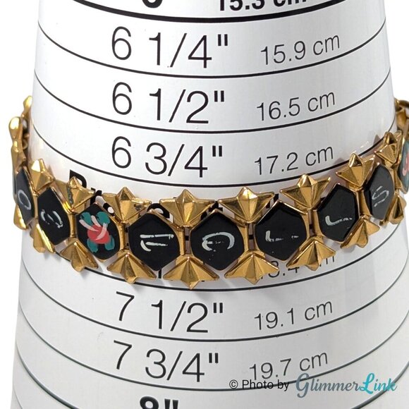 Vintage Tahquamenon Falls Souvenir Floral Gold Tone Link Bracelet - Picture 7 of 7